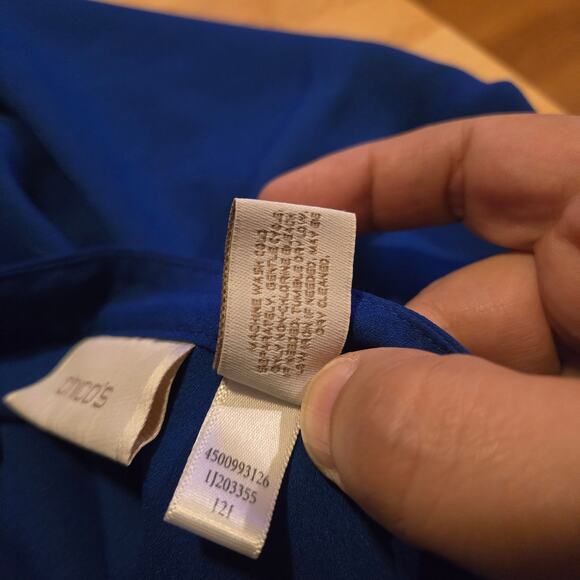 Chico’s Blue Tie Front Button Blouse Size 1 (M) Short Sleeve - Picture 5 of 7